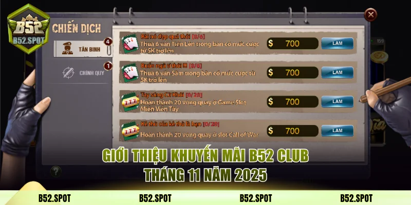 Giới thiệu khuyến mãi B52 Club tháng 11 năm 2025